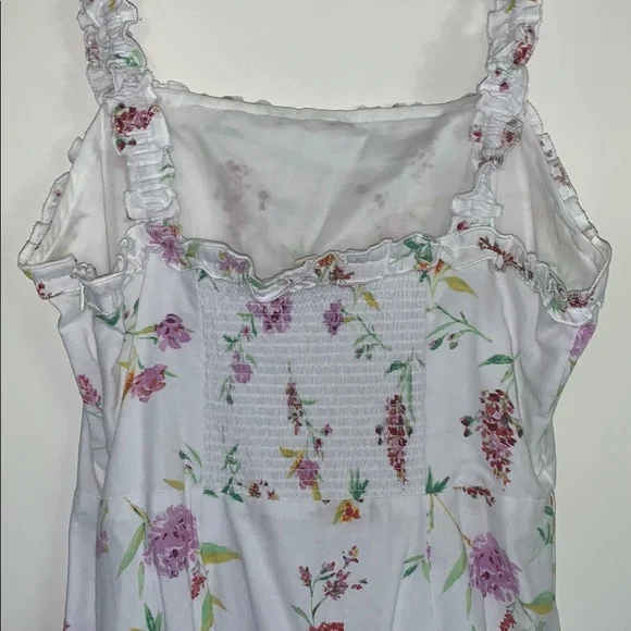 LA Hearts Linen Ruffle White Floral Spring Mini Dress - Picture 10 of 11